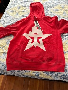 Tenaciti Red Hoodie with White Flame Graphic